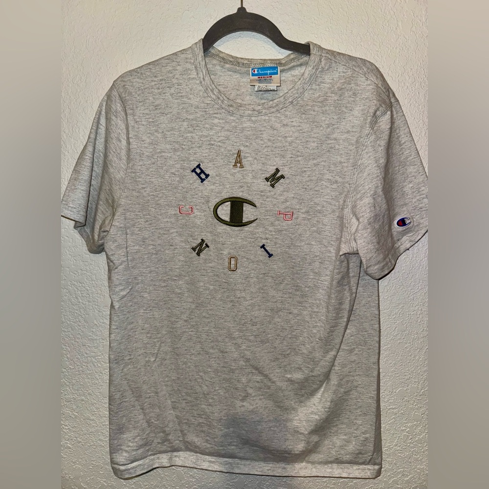 Men’s Champion embroidered Circular logo heather grey T-shirt